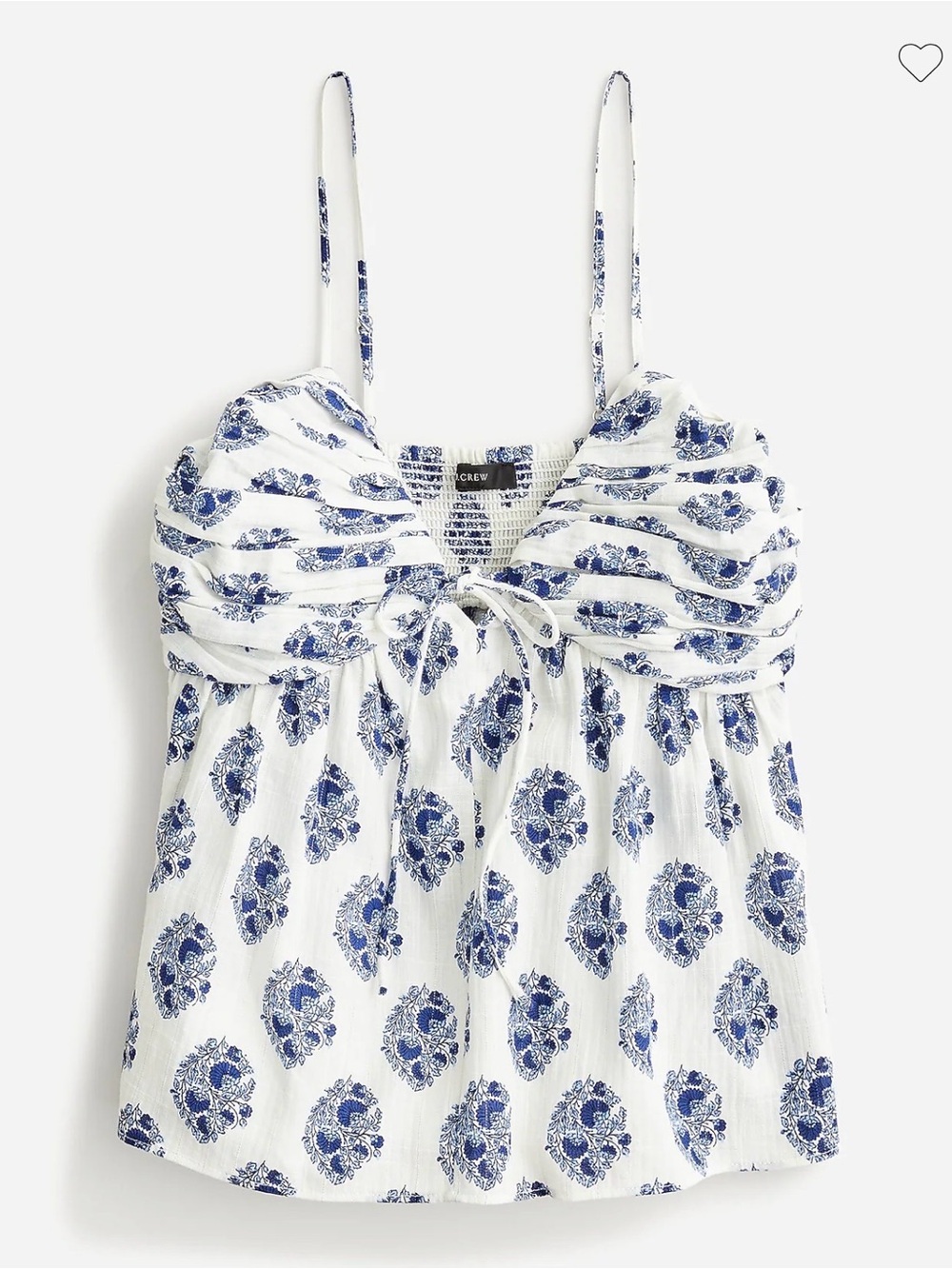 J. Crew White Cami with Blue Paisley Print